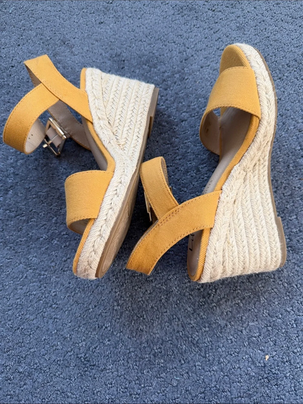 Life Stride Beige Canvas Espadrille Wedge Sandals